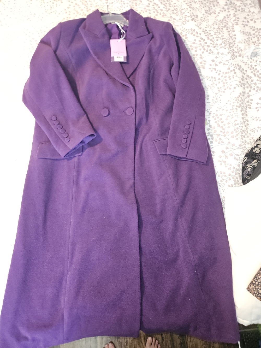 Women's Double-Breasted Purple Trench Coat